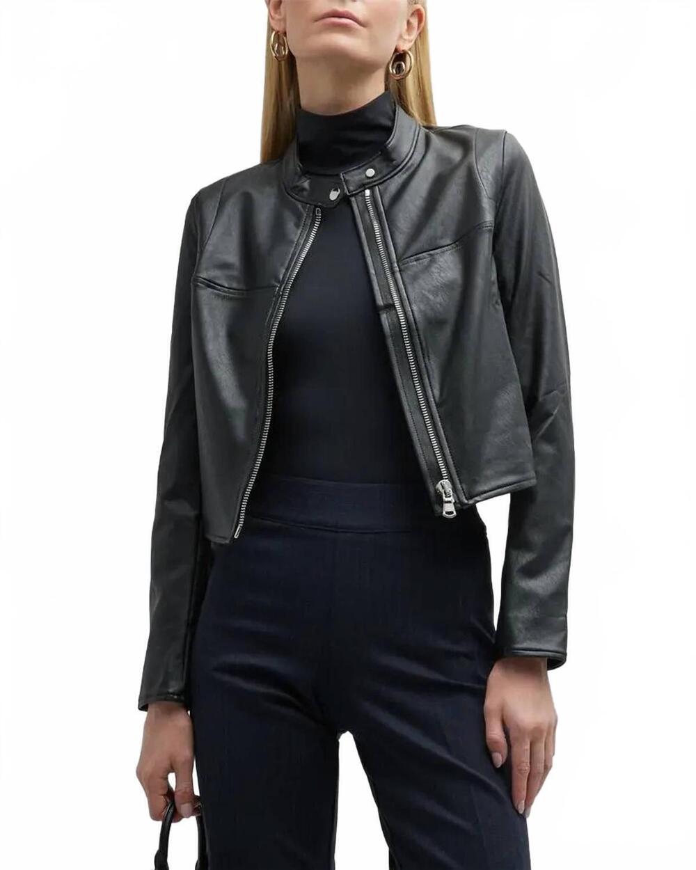 NEW SPANX leather-like moto jacket in luxe black